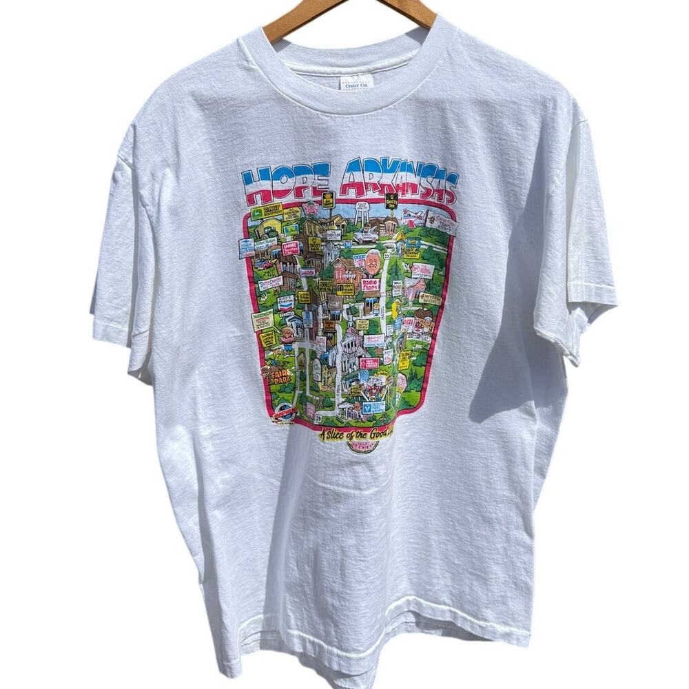 Bill Clinton Hope Arkansas Vintage 90s White T-shirt Size XL